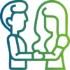 Pictogramme représentant deux personnes face à face et se tenant les mains